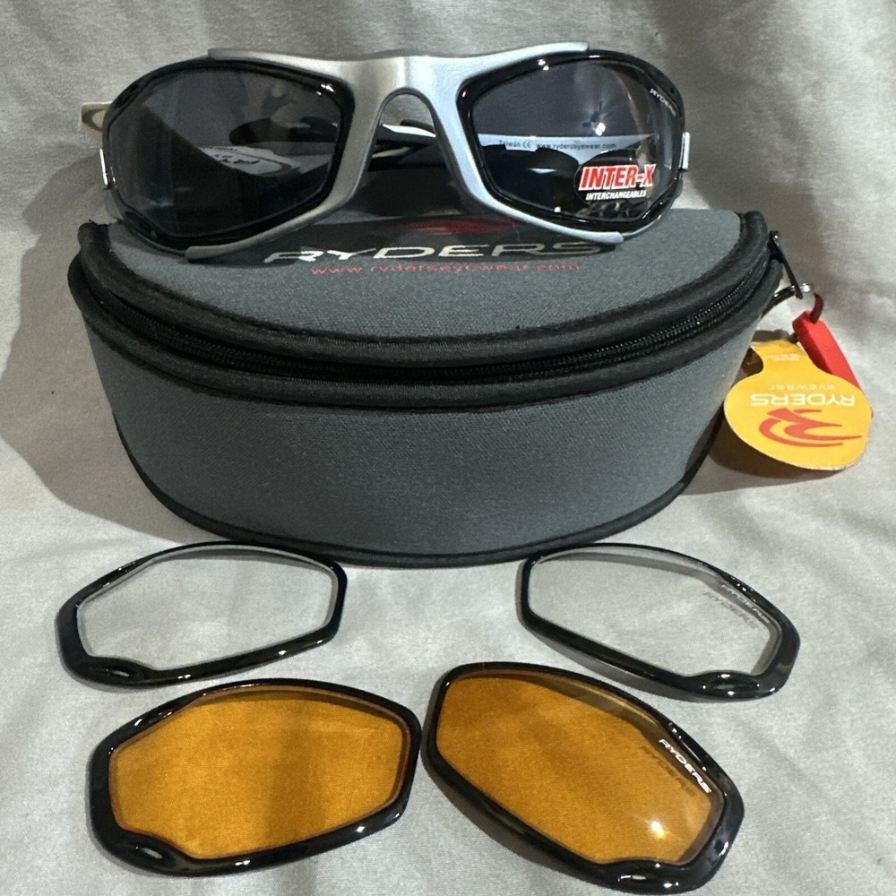 Ryders Eyewear R282 Coiler Inter-X Sunglasses & 2 extra lens sets NOS New